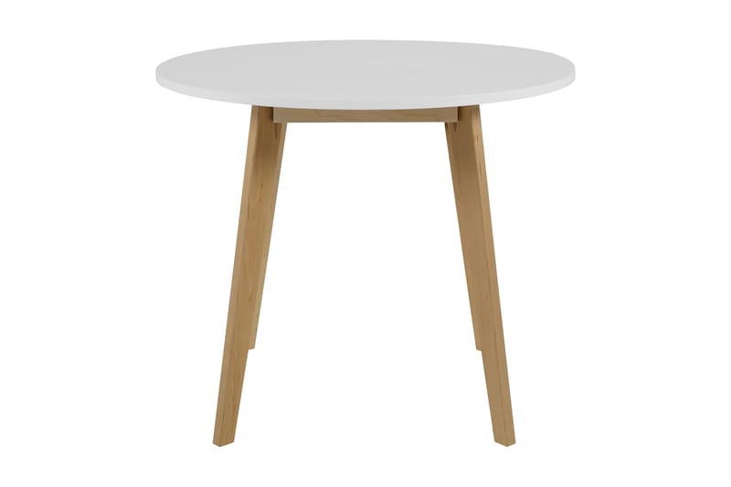 Spisebord Leila 90 cm Rundt - Hvit|Bjørk - Spisebord & kjøkkenbord