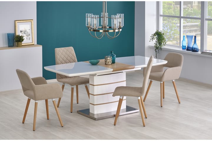 Spisebord Linya Forlengningsbart 140 cm - Hvit|Eik - Spisebord & kjøkkenbord