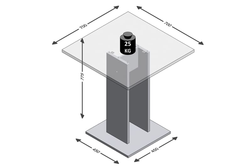 Spisebord Loriana 70 cm - Hvit - Spisebord & kjøkkenbord