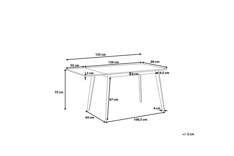 Spisebord Medio155 cm - Hvit - Spisebord & kjøkkenbord