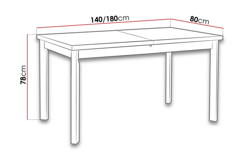 Spisebord Modena 140x80x78 cm - Hvit - Spisebord & kjøkkenbord