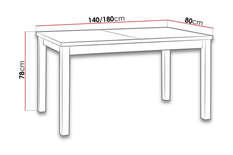 Spisebord Modena 140x80x78 cm - Hvit - Spisebord & kjøkkenbord