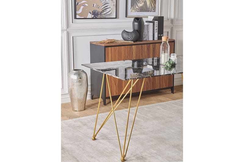 Spisebord Morawa 140 cm - Svart / Gull - Spisebord & kjøkkenbord