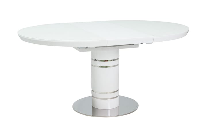 Spisebord Moruya Forlengningsbart 120 cm Rundt - Glass/Hvit/Sølv - Spisebord & kjøkkenbord