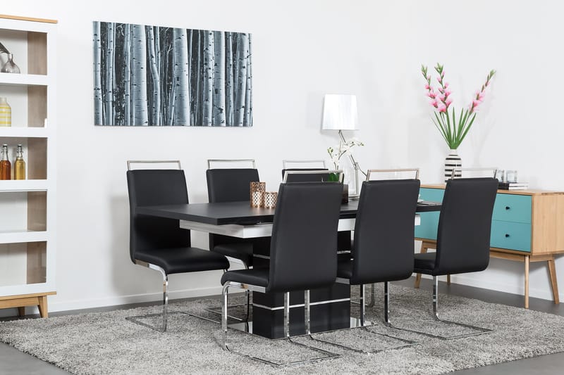 Spisebord Mueller Forlengningsbart 140 cm - Svart|Hvit - Spisebord & kjøkkenbord
