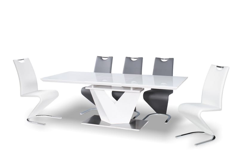 Spisebord Munico 160 cm - Glass/Hvit - Spisebord & kjøkkenbord