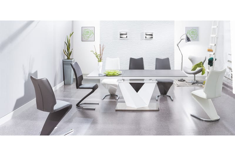 Spisebord Munico Forlengningsbart 120 cm - Glass/Grå/Hvit - Spisebord & kjøkkenbord