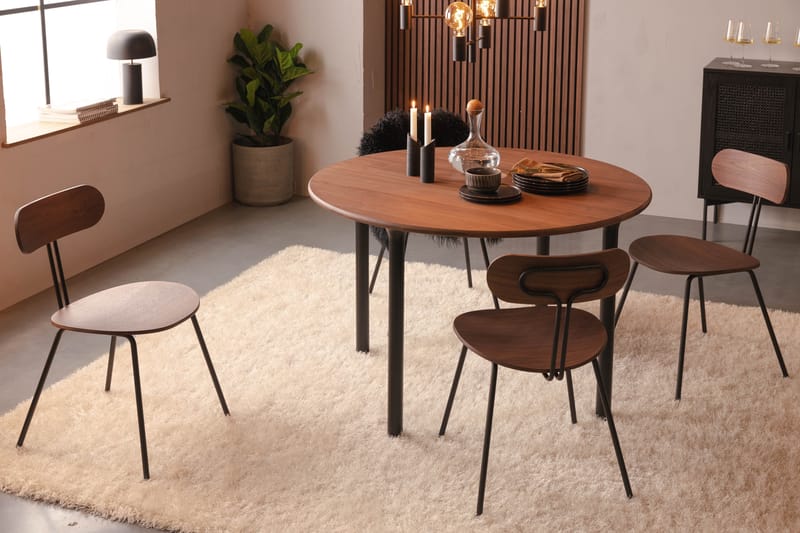 Spisebord Neandir 120 cm Massiv Valnøtt Rundt - Brun - Spisebord & kjøkkenbord