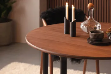 Spisebord Noira 120 cm Valnøtt Rundt - Brun - Møbler - Bord - Spisebord & kjøkkenbord