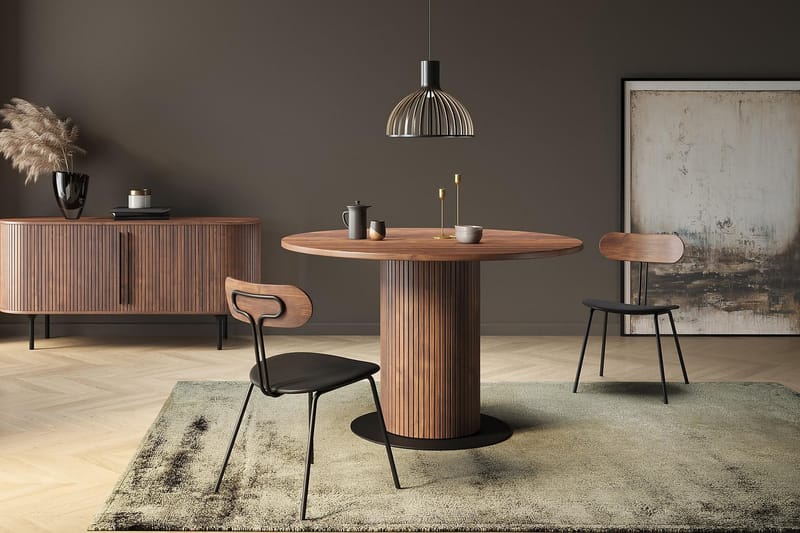 Spisebord Noira 120 cm Valnøtt Rundt - Brun - Møbler - Bord - Spisebord & kjøkkenbord