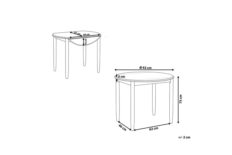 Spisebord Omaha 92 cm - Hvit - Spisebord & kjøkkenbord