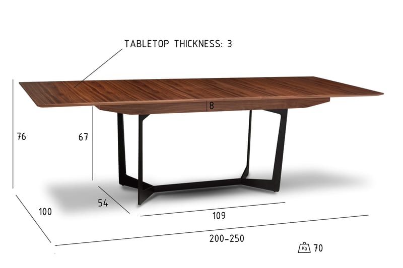 Spisebord Owa 200 cm - Brun - Spisebord & kjøkkenbord