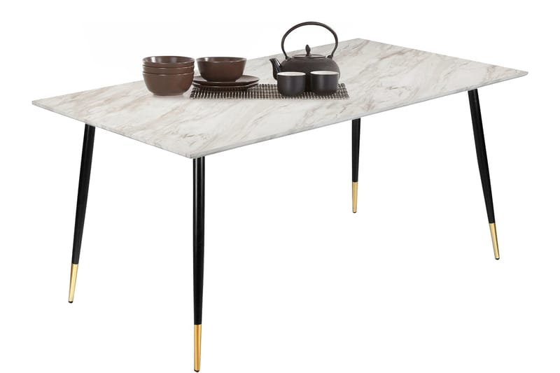 Spisebord Reddeer 160 cm - Grå/Hvit/Svart/Guld - Marmorbord - Spisebord & kjøkkenbord