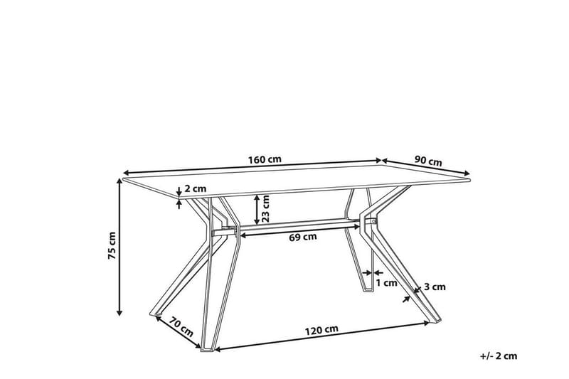 Spisebord Rehins 160 cm - Hvit / Svart - Spisebord & kjøkkenbord