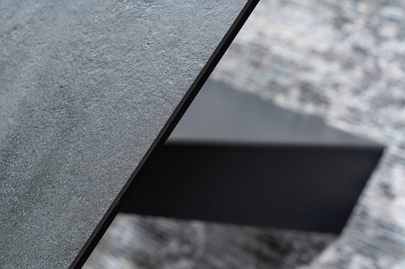 Spisebord Rians Forlengningsbart 160 cm Betonglook - Glass/Betonggrå/Mattsvart - Spisebord & kjøkkenbord