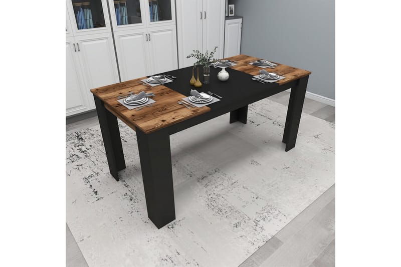 Spisebord Safiya 160 cm - Valnøtt/Svart - Møbler - Bord - Spisebord & kjøkkenbord