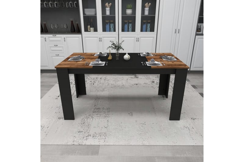 Spisebord Safiya 160 cm - Valnøtt/Svart - Møbler - Bord - Spisebord & kjøkkenbord