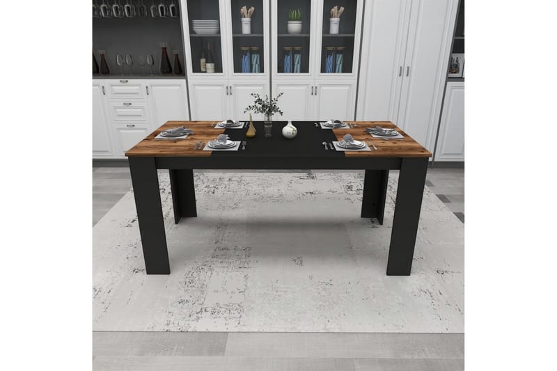 Spisebord Safiya 160 cm - Valnøtt/Svart - Spisebord & kjøkkenbord