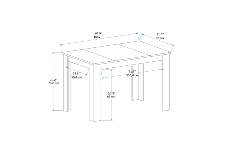 Spisebord Safiya 160 cm - Valnøtt/Svart - Møbler - Bord - Spisebord & kjøkkenbord