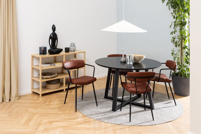 Spisebord Saneha 120 cm Rund - Sort - Møbler - Bord - Spisebord & kjøkkenbord