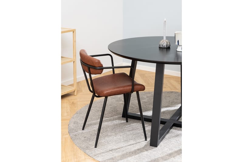 Spisebord Saneha 120 cm Rund - Sort - Møbler - Bord - Spisebord & kjøkkenbord