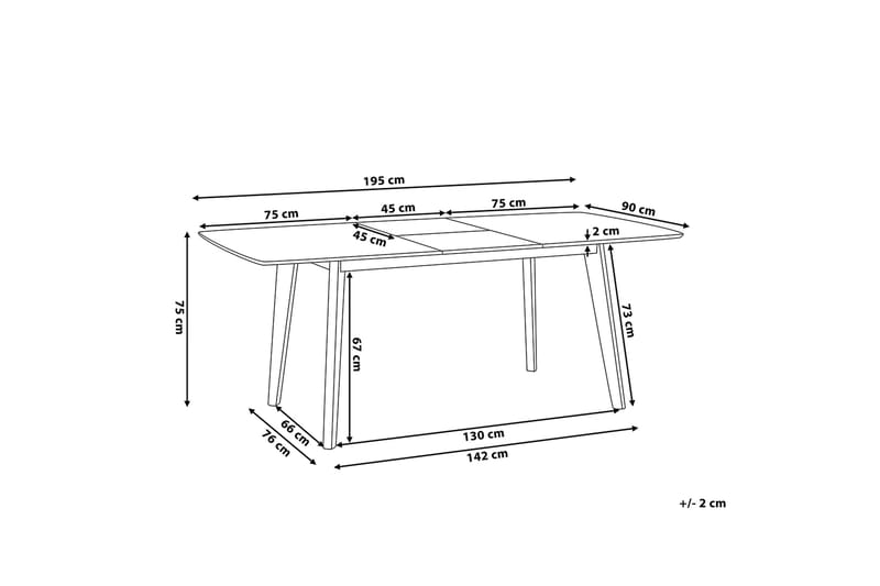 Spisebord Sanford 195 cm - Hvit - Spisebord & kjøkkenbord