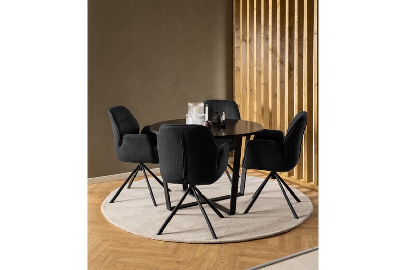 Spisebord Sansi 110 cm Rund - Sort - Møbler - Bord - Spisebord & kjøkkenbord