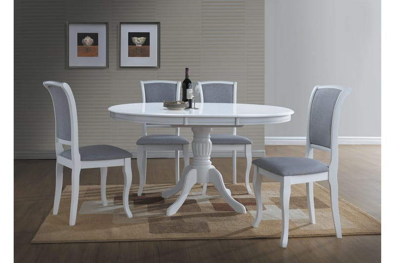 Spisebord Staley Forlengningsbart 106-141 cm Ovalt - Hvit - Spisebord & kjøkkenbord