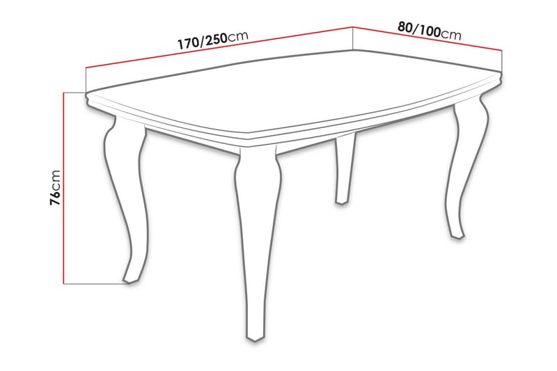 Spisebord Tabell 170x100x76 cm - Hvit - Spisebord & kjøkkenbord