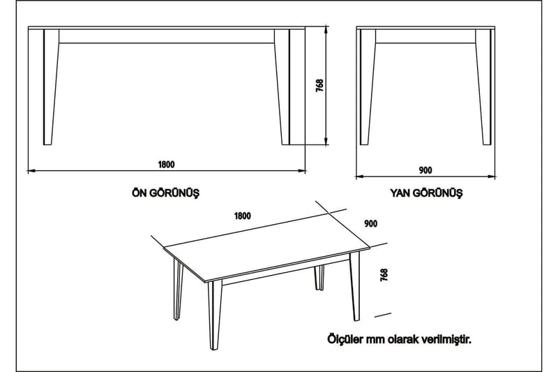 Spisebord Tomoe 180 cm - Valnøtt|Svart - Spisebord & kjøkkenbord