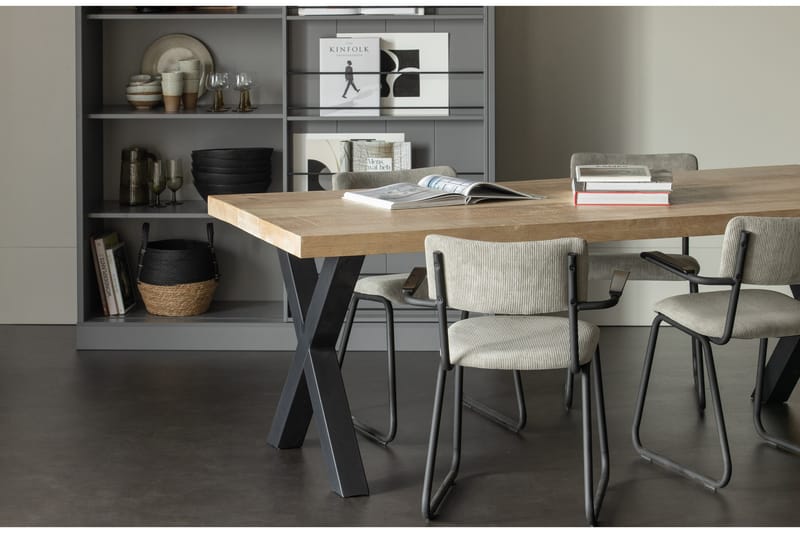 Spisebord Tuor X-Formet Ben 180 cm - Natur / Svart - Spisebord & kjøkkenbord