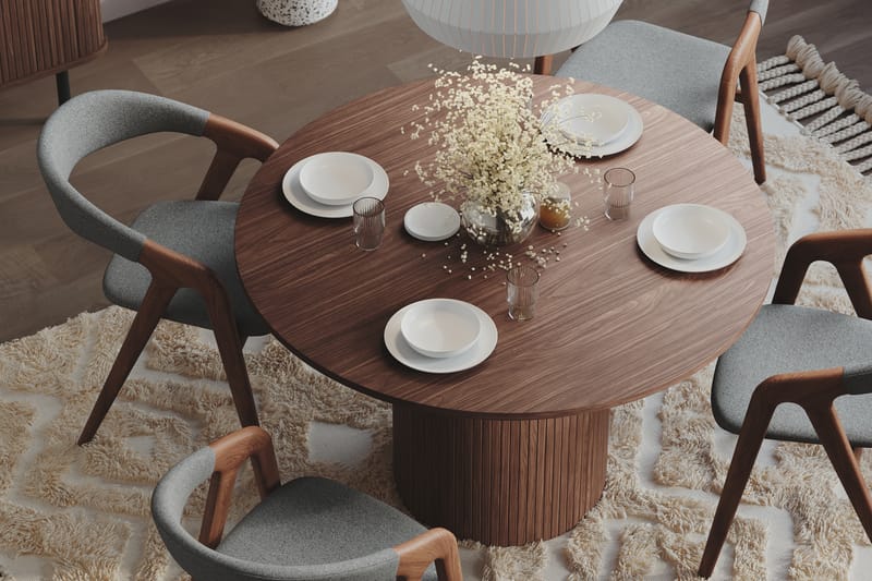 Spisebord Uppveda Rundt 120 cm - Mørkebrunt valnøtttre - Spisebord & kjøkkenbord