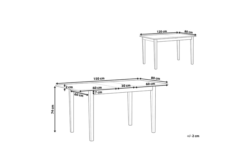 Spisebord Wasola 150 cm Sammenleggbart - Svart/Lysebrun - Sammenleggbart bord - Spisebord & kjøkkenbord