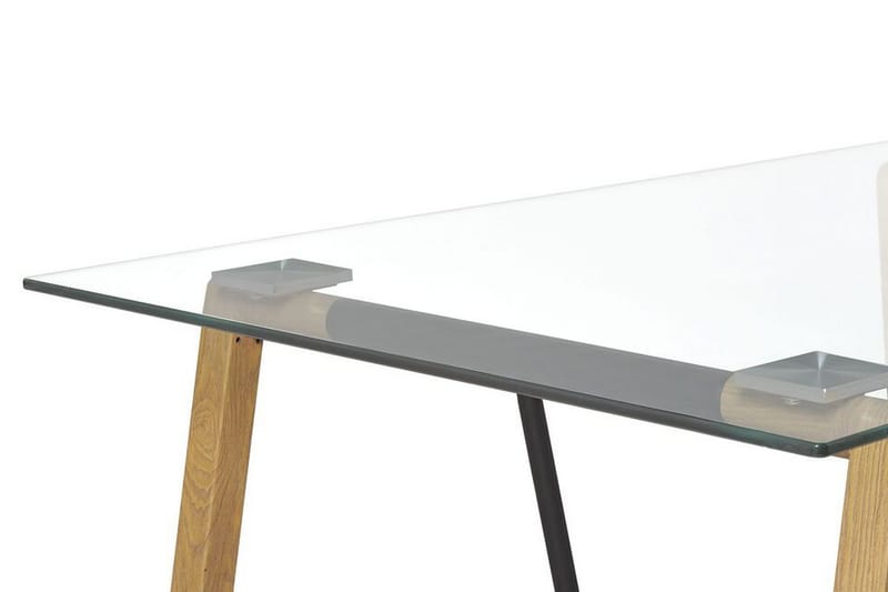 Spisebord Wauna 140 cm - Glass/Lysebrun/Svart - Spisebord & kjøkkenbord