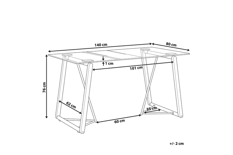 Spisebord Wauna 140 cm - Glass/Lysebrun/Svart - Møbler - Bord - Spisebord & kjøkkenbord