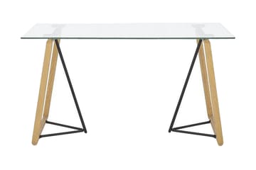 Spisebord Wauna 140 cm - Glass/Lysebrun/Svart - Møbler - Bord - Spisebord & kjøkkenbord