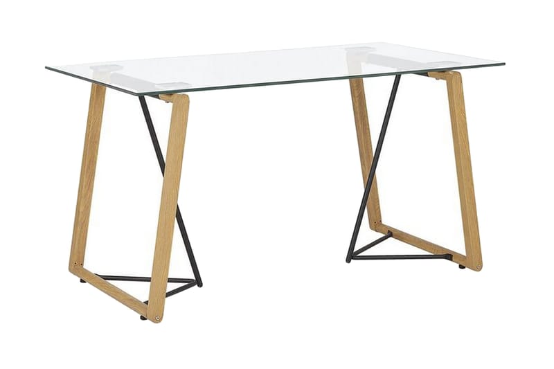 Spisebord Wauna 140 cm - Glass/Lysebrun/Svart - Møbler - Bord - Spisebord & kjøkkenbord