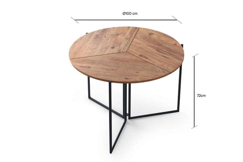 Spisebord Yaprak 100 cm - Natur/Svart - Spisebord & kjøkkenbord