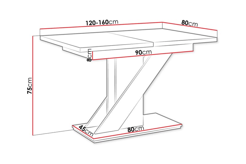 Spisebord Yayla 120 cm - Hvit/Svart - Spisebord & kjøkkenbord