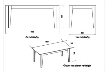 Spisebord Pewo 180 cm - Svart - Møbler - Bord - Spisebord & kjøkkenbord
