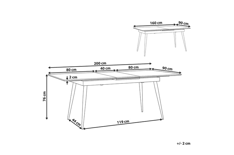 Spisebord Peverel 200 cm Sammenleggbart - Svart - Sammenleggbart bord - Spisebord & kjøkkenbord