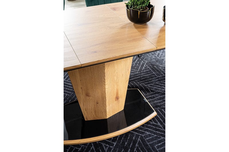 Spisebord Pyland Forlengningsbart 120 cm - Glass/Eik/Svart - Spisebord & kjøkkenbord