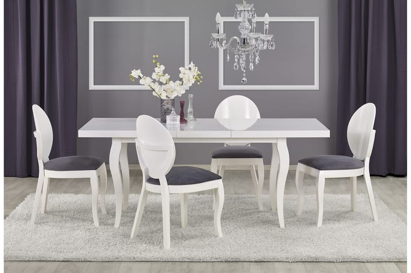 Spisebord Poderi Forlengningsbart 160 cm - Hvit - Spisebord & kjøkkenbord