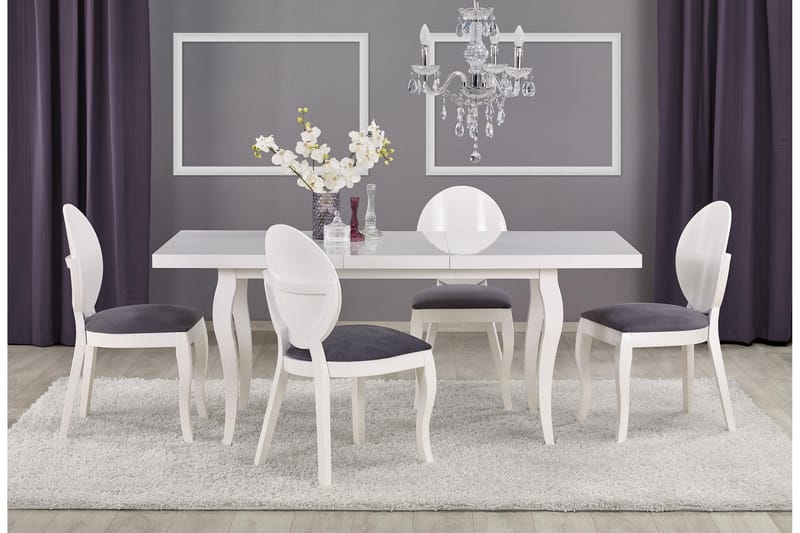 Spisebord Poderi Forlengningsbart 140-180 cm - Hvit - Spisebord & kjøkkenbord