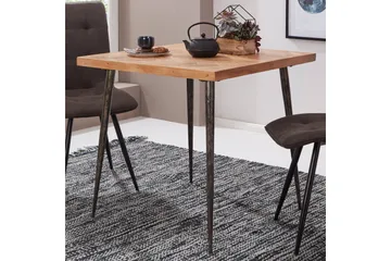 Synia Lite Kvadratisk Spisebord 80 cm i Massivt Tre med Eik- og Metallutseende - Beige - Møbler - Bord - Spisebord & kjøkkenbord