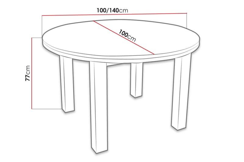 Tabell Forlengningsbart Spisebord 100 cm - Tre/Natur - Møbler - Bord - Spisebord & kjøkkenbord