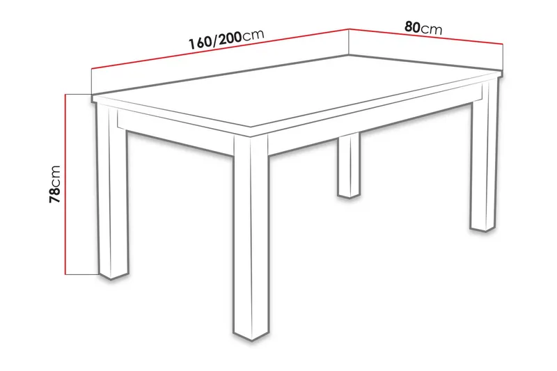 Tabell Forlengningsbart Spisebord 160x80x78 cm - Eik - Møbler - Bord - Spisebord & kjøkkenbord