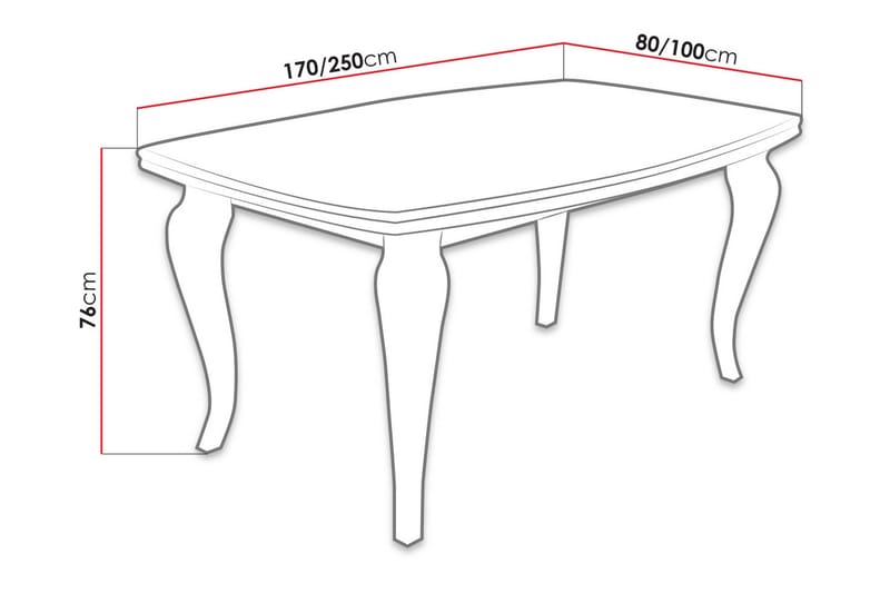 Tabell Uttrekkbart Rektangulært Spisebord 170x100 cm - Hvit - Møbler - Bord - Spisebord & kjøkkenbord