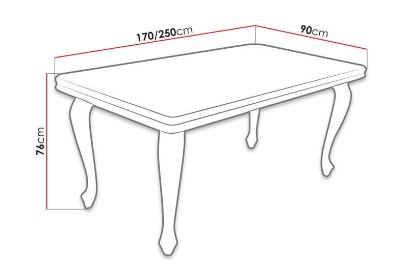 Tabell Uttrekkbart Rektangulært Spisebord 170x90 cm - Hvit - Møbler - Bord - Spisebord & kj økkenbord
