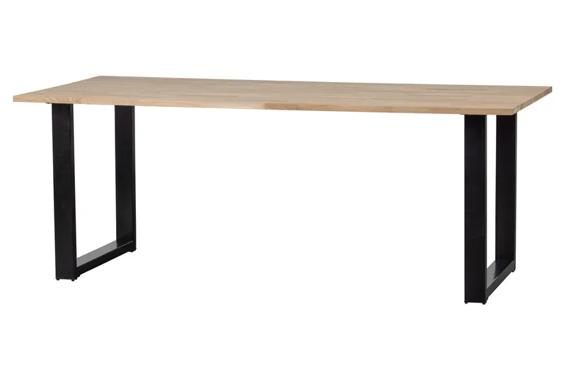 Tablo Spisebord U-Formede Ben 220 cm Ubehandlet - Eik/Svart - Møbler - Bord - Spisebord & kjøkkenbord